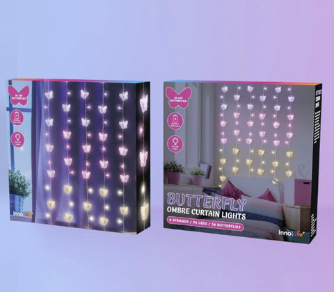 Butterfly Ombre Curtain Lights