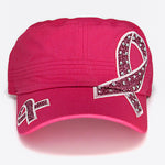 Fashion castro hat with pink cancer ribbon