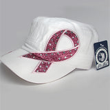 Fashion castro hat with pink cancer ribbon