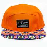 Neon orange camo 5 panel biker baseball hat 