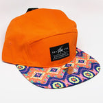 Neon orange camo 5 panel biker baseball hat 