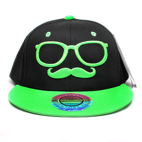 Juan's mustache black/lime baseball hat