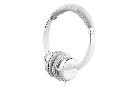 Noisehush NX26 3.5mm stereo headphones with in-line microphone - white and silver (Multiple Colors Available)