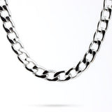 30" silver stainless steel link necklace, 12" wide - mmzone