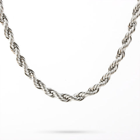 30" silver stainless steel rope necklace, 19" wide - mmzone