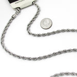 30" silver stainless steel rope necklace, 19" wide - mmzone