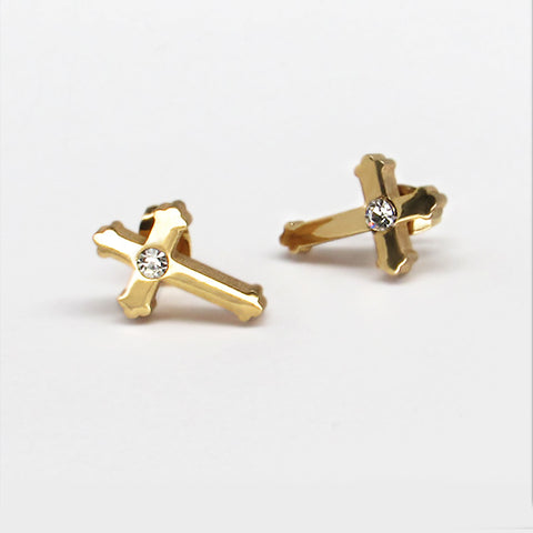 Stainless steel earrings - gold cross
