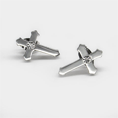 Stainless steel earrings - silver cross