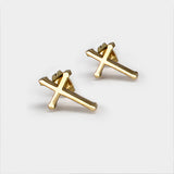 Stainless steel earrings - cross gold