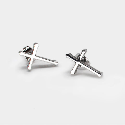 Stainless steel earrings - cross silver
