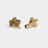 Stainless steel earring - gold cross