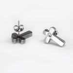 Stainless steel earrings -  silver cross