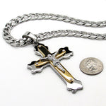 Stainless steel silver and gold cross w/ 30' chain