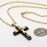 Stainless steel black and gold cross with 30' chain