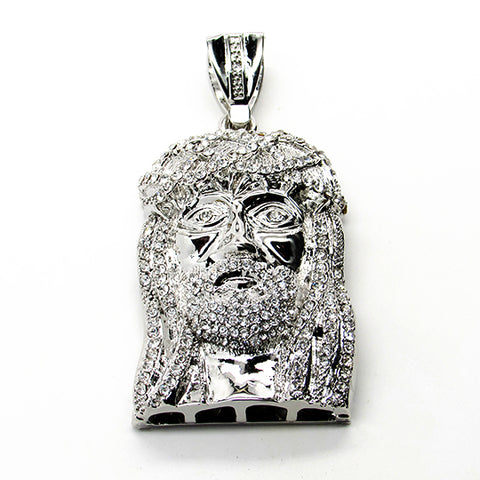 Jesus face micropave pendant (Silver)