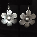 Zinc floral design earring silver tone