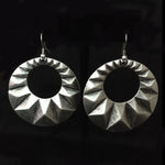 Zinc round silver earrings unique peaks and valleys