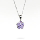Silver chain with lavender flower shaped charm