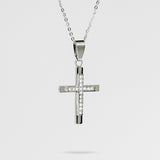 Silver chain with silver and rhinestone cross