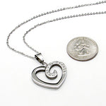 Silver chain with silver and rhinestone heart shaped charm