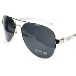 RXR aluminum aviator sunglasses w/logo on temple and spring hinge.