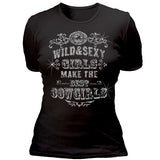 Wild sexy cowgirls met/silver T-shirt