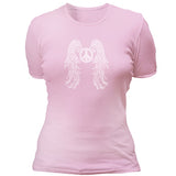 Rhinestone peace sign with wings T-shirt