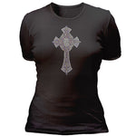 Light purple rhinestone cross T-shirt