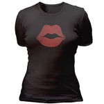 Red sequined kissy lips T-shirt