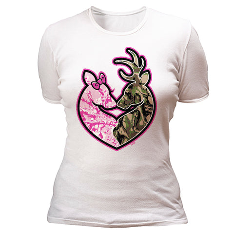 Pink camo deer couple T-shirt